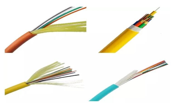 Cor alaranjada interna multimodo apertada flexível do cabo de distribuição da fibra ótica do amortecedor