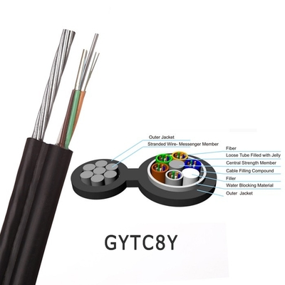 Da fibra ótica portátil redonda do núcleo FTTH do núcleo 2 do núcleo 8 do apoio 12 do auto de GYTC8Y LSZH G657A cabo pendente