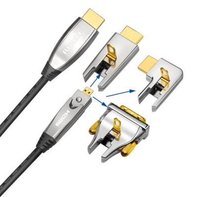 Fibra preta Hdmi ótico do cabo de HDMI AOC ao apoio 4K 3D 18Gbps do prolongamento dos 10m 20m 50m do cabo de Hdmi