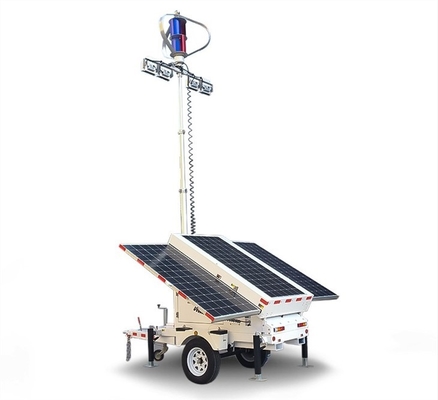 Veículo móvel da energia do reboque solar portátil do sistema híbrido de vento solar de torre de iluminação do diodo emissor de luz