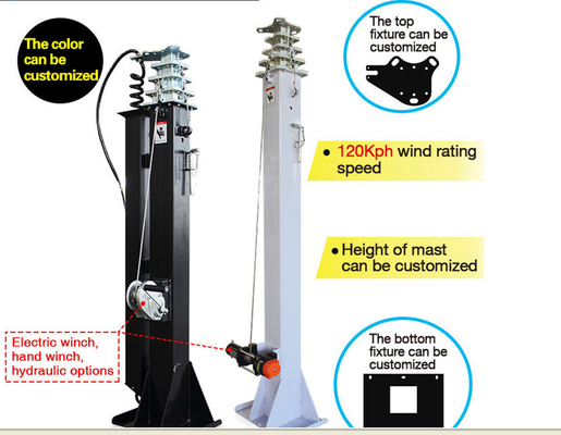 Veículo móvel da energia do reboque solar portátil do sistema híbrido de vento solar de torre de iluminação do diodo emissor de luz